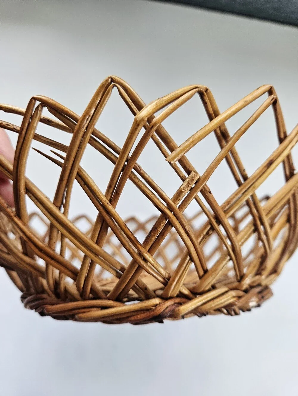 Vintage Boho Rattan Basket Serving Tray Rattan Wicker wall decor Yugoslavia MCM